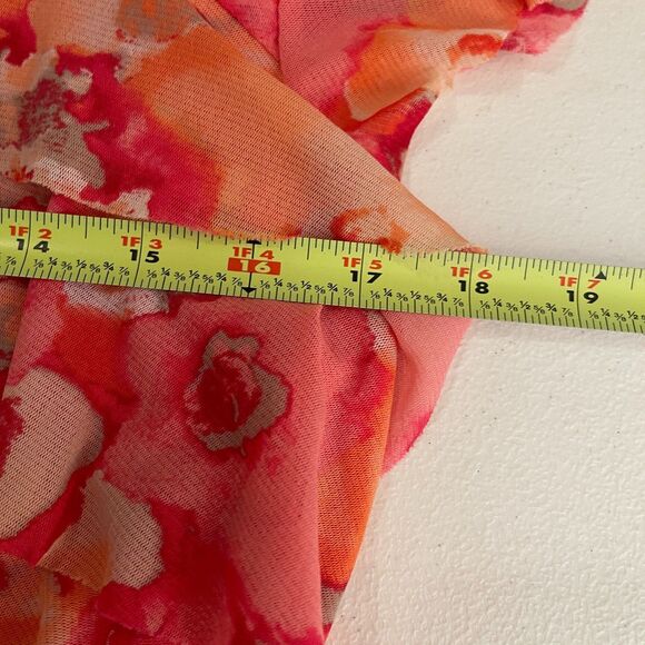 Apt 9 Blouse Women's Large Round Neck Y2k Ruffle Pink Short Sleeve Tie Dye Top - Picture 8 of 9